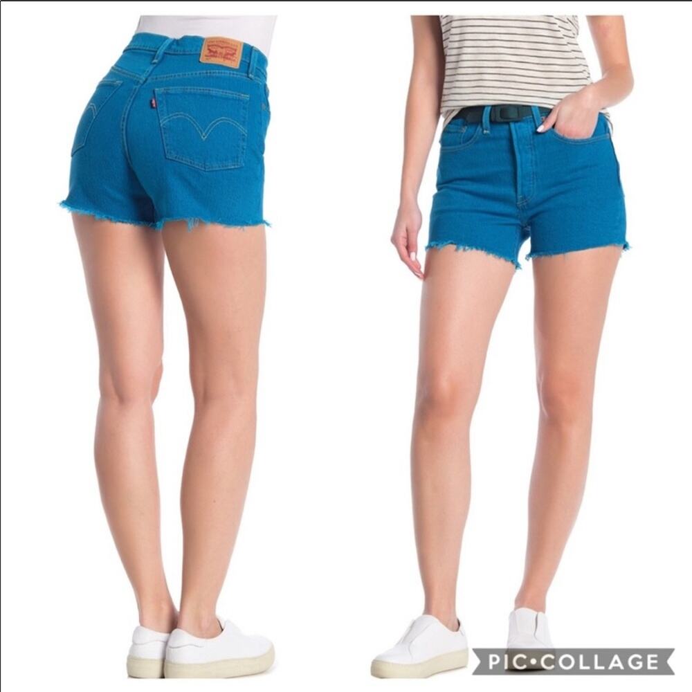 Levi’s 501 high rise turquoise cutoff Jean shorts Size 30 NWT